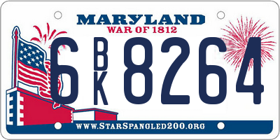 MD license plate 6BK8264