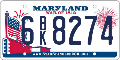 MD license plate 6BK8274