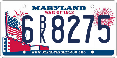 MD license plate 6BK8275