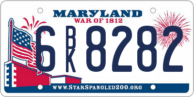 MD license plate 6BK8282