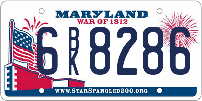 MD license plate 6BK8286