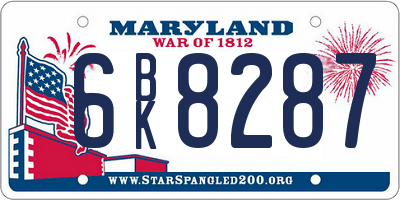 MD license plate 6BK8287