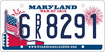 MD license plate 6BK8291