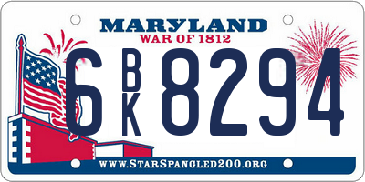MD license plate 6BK8294