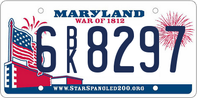 MD license plate 6BK8297
