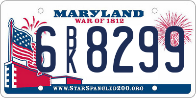 MD license plate 6BK8299