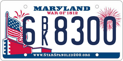 MD license plate 6BK8300
