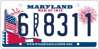 MD license plate 6BK8311