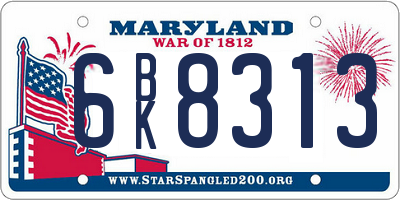 MD license plate 6BK8313