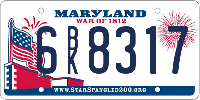 MD license plate 6BK8317