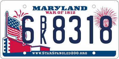 MD license plate 6BK8318