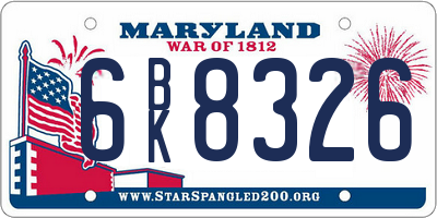 MD license plate 6BK8326