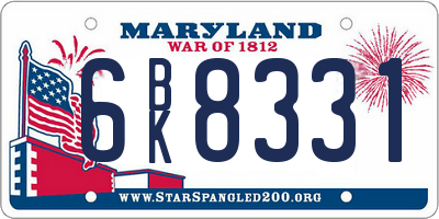 MD license plate 6BK8331