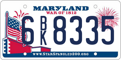 MD license plate 6BK8335