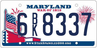 MD license plate 6BK8337