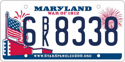 MD license plate 6BK8338