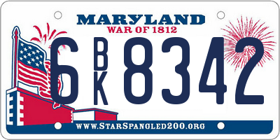 MD license plate 6BK8342