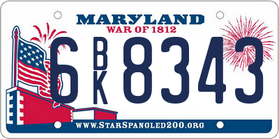 MD license plate 6BK8343