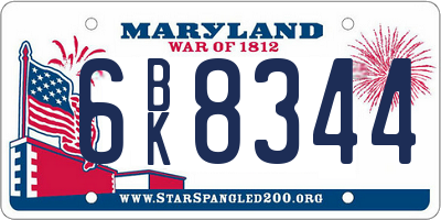 MD license plate 6BK8344