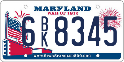 MD license plate 6BK8345