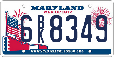 MD license plate 6BK8349