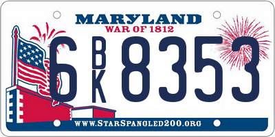 MD license plate 6BK8353