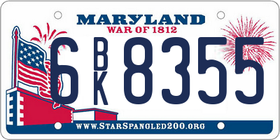 MD license plate 6BK8355