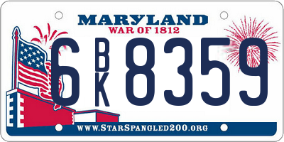 MD license plate 6BK8359