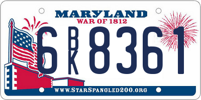 MD license plate 6BK8361