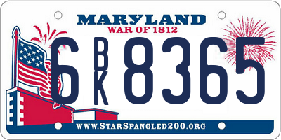 MD license plate 6BK8365