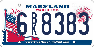 MD license plate 6BK8383