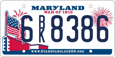MD license plate 6BK8386