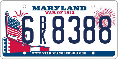 MD license plate 6BK8388