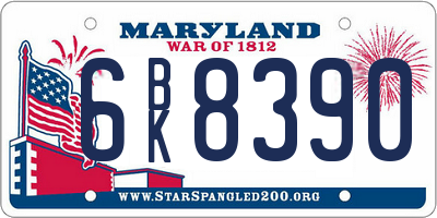 MD license plate 6BK8390