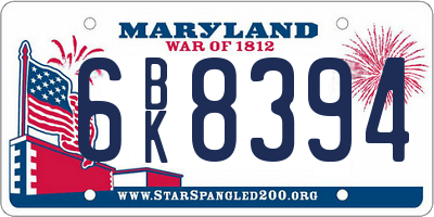 MD license plate 6BK8394