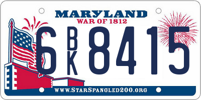 MD license plate 6BK8415