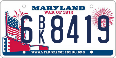 MD license plate 6BK8419