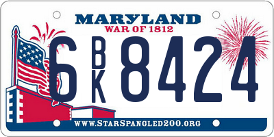 MD license plate 6BK8424