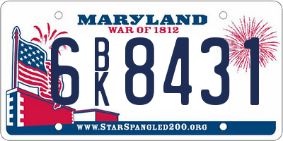 MD license plate 6BK8431