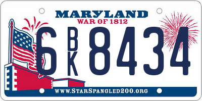 MD license plate 6BK8434