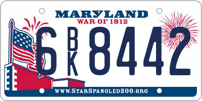 MD license plate 6BK8442