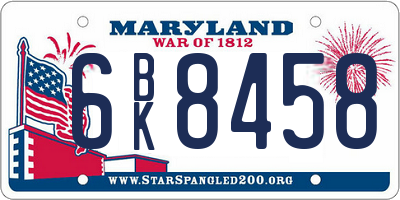 MD license plate 6BK8458