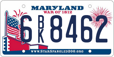 MD license plate 6BK8462