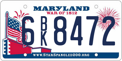 MD license plate 6BK8472