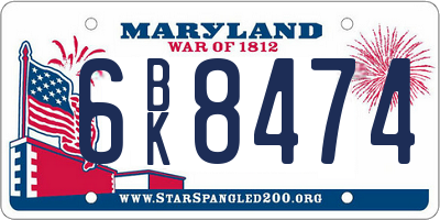 MD license plate 6BK8474