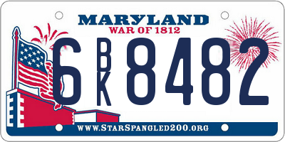 MD license plate 6BK8482