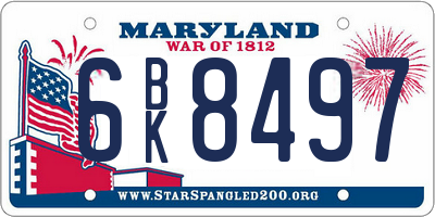 MD license plate 6BK8497