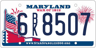 MD license plate 6BK8507