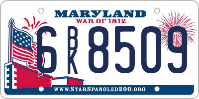 MD license plate 6BK8509