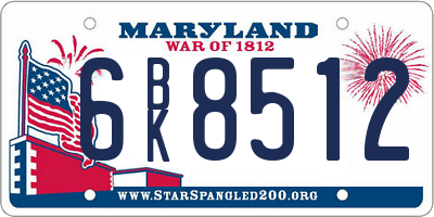 MD license plate 6BK8512